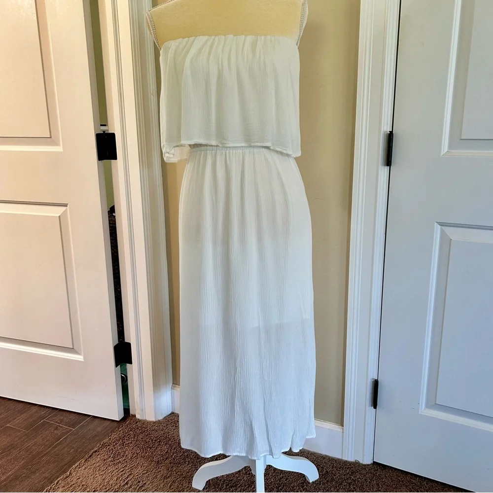 WAYF Ivory/White Kizzie Strapless Midi Dress Size Medium